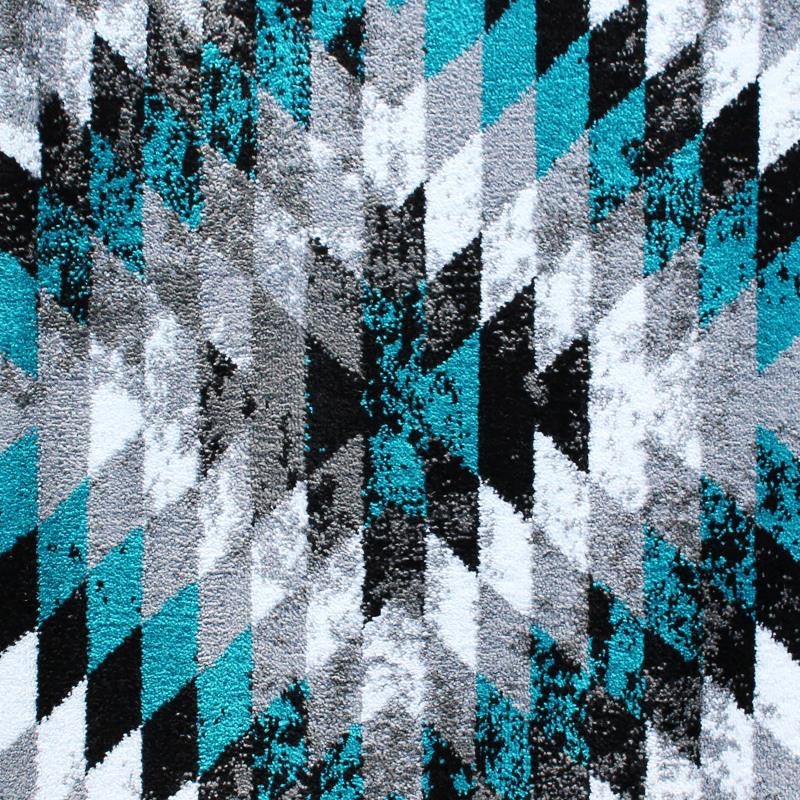 Teagan Collection Southwestern Area Rug - Olefin Rug with Jute Backing, Turquoise, 2' X 7'