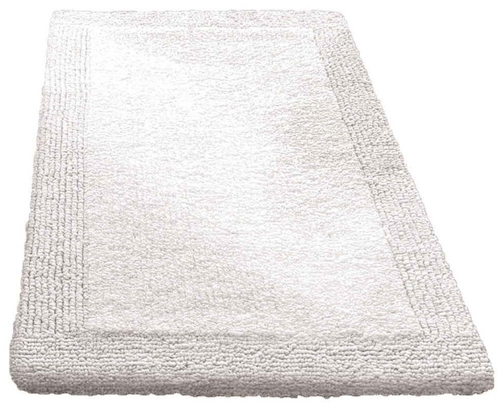 100% Fine Cotton & Minimalist Geometric Design Bathroom Rug , Cotone, White, Ext