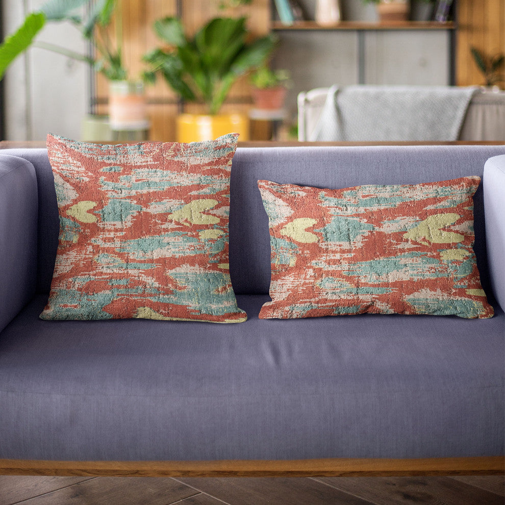 Plutus Multi-Color Velvet iKat Luxury Throw Pillow, 24"x24"