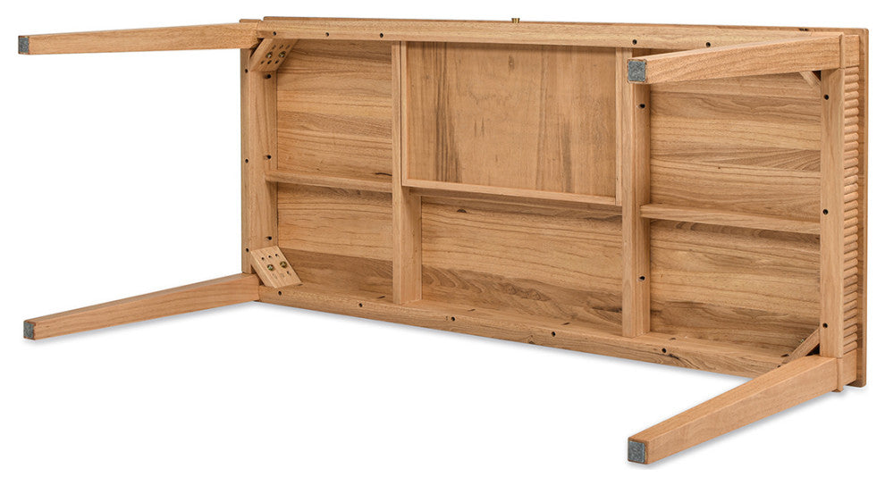 Dumont 1-Drawer Fluted Home Office Writing Desk, Natural Blonde