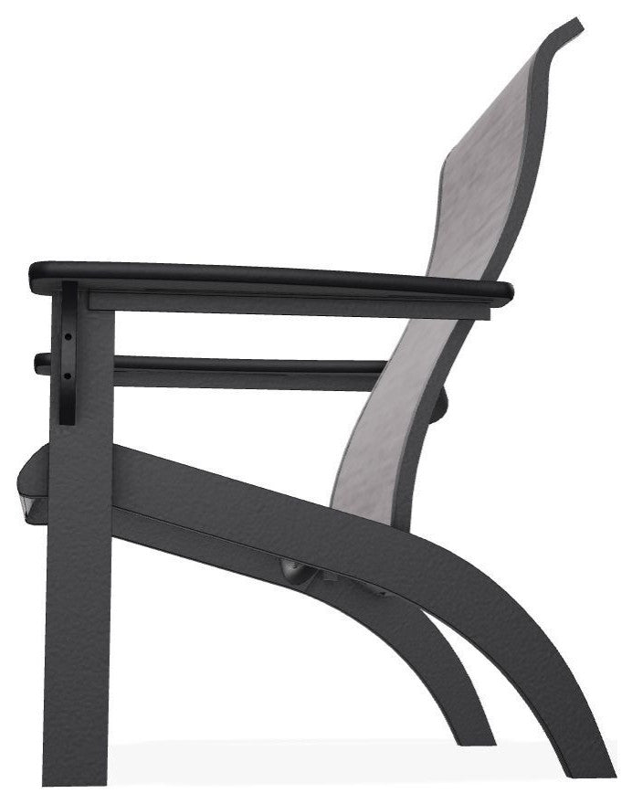 Adirondack Sling Outdoor Adirondack Armchair, Fossil/Black