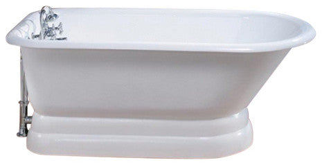 Cheviot Products Cast Iron Bathtub With Pedestal Base and Faucet Holes