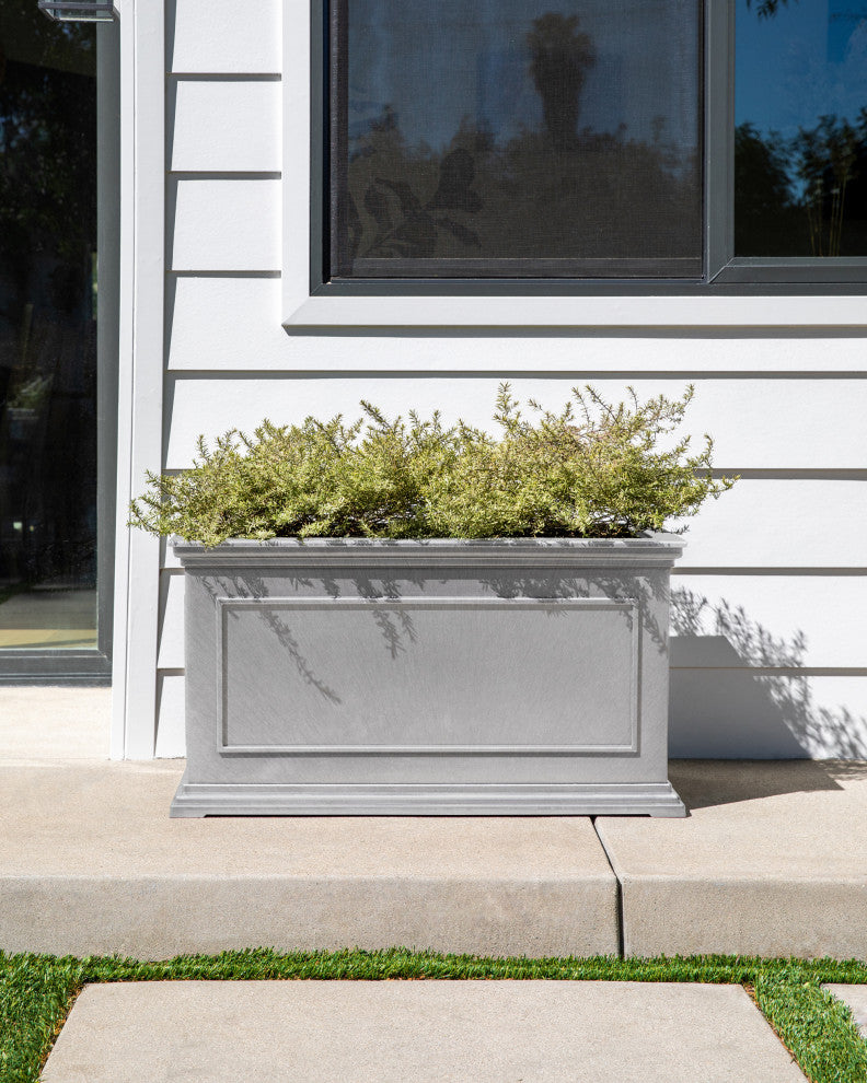 Brixton Long Planter, 33", Gray