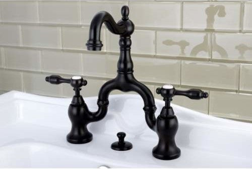 Kingston Brass Bridge Bathroom Faucet With Brass Pop-Up, Oil Rubbed Bronze