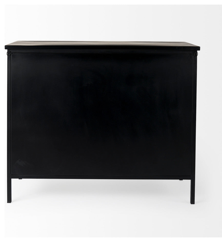 Aurelia Black Metal With White Interior Glass Accent Cabinet
