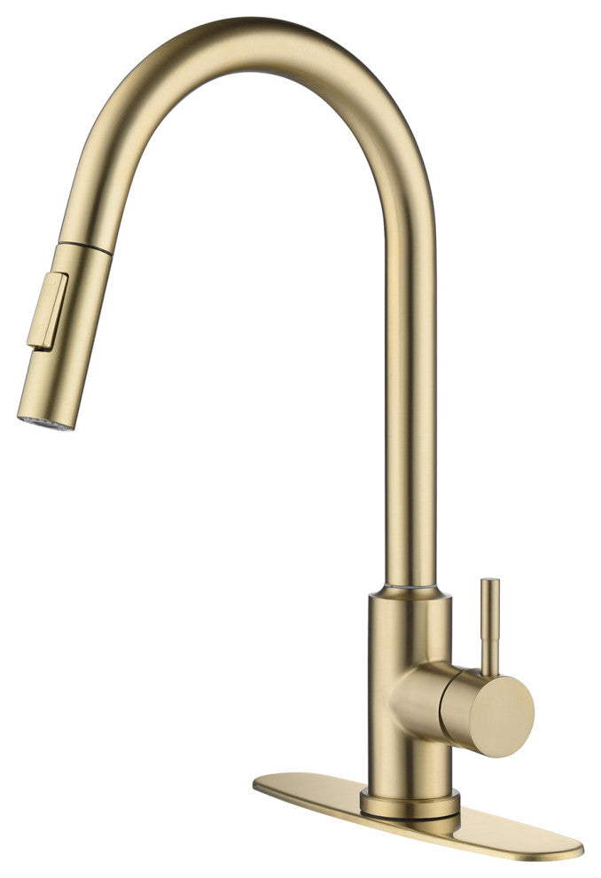 Wellfor Touch Kitchen Sink Faucet With Pull Down Sprayer, Single-Handle, Brushed Gold