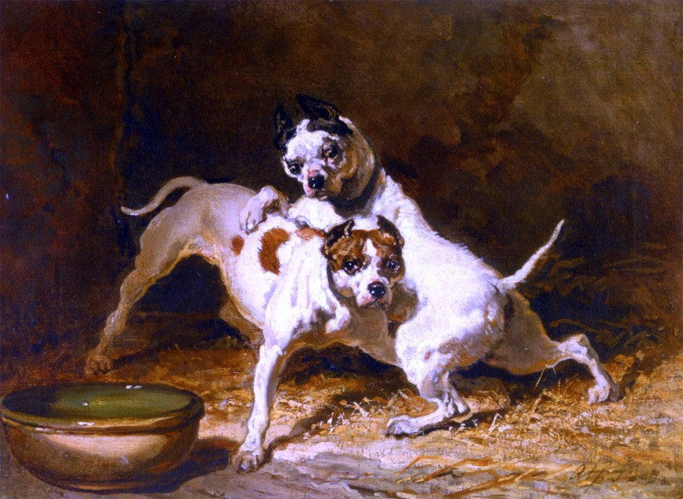Alfred De Dreux Jouant Devant Une Ecuelle - 21" x 28" Premium Canvas Print