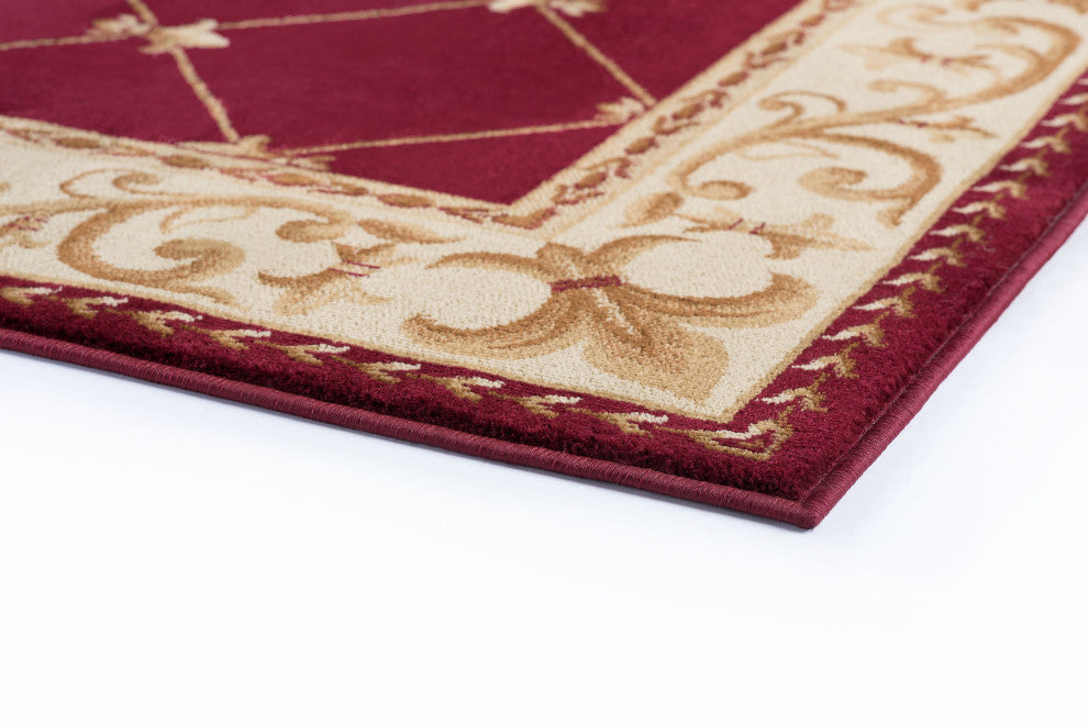 Orleans Traditional Border Area Rug, Red, 7'10" X 10'3"