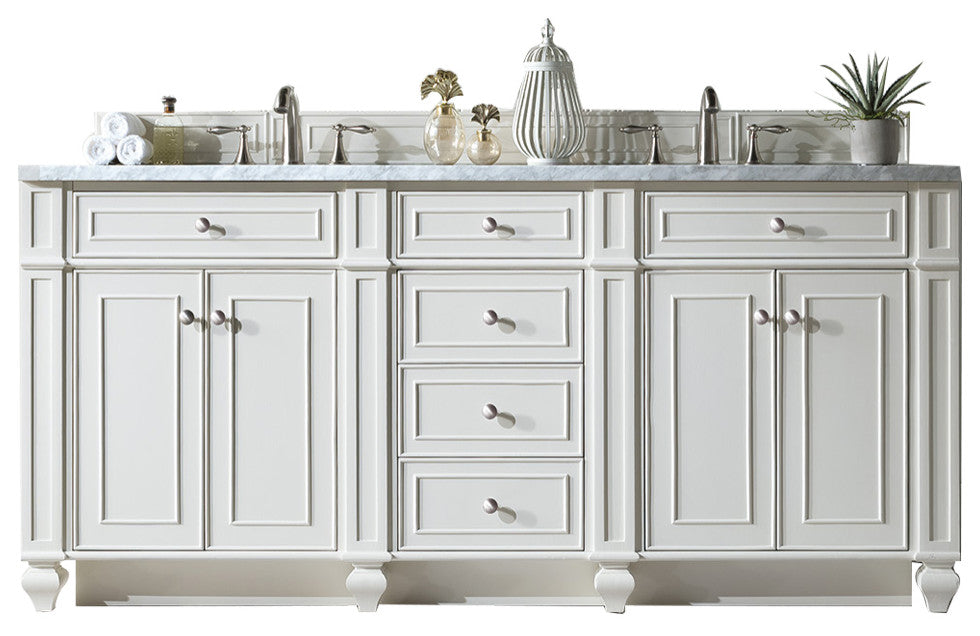 Bristol 72" Double Vanity Bright White, Arctic Fall Solid Surface