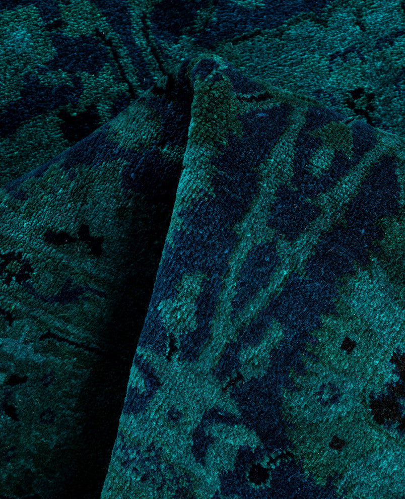 Overdyed One-of-a-Kind Hand-Knotted Area Rug Green, 3' 1" x 5' 2"