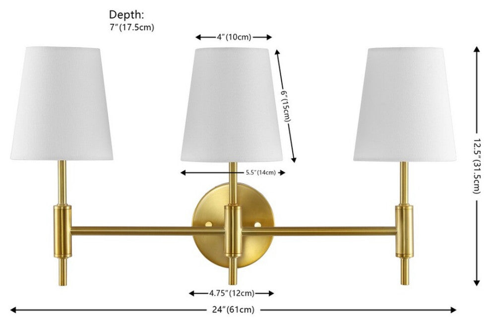 Safavieh Darya 3 Lt 24" Wall Sconce, Brass