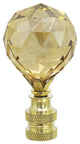 24007-31, Single Listing, Amber Faceted Crystal Lamp Finial, Brass Plated Finish