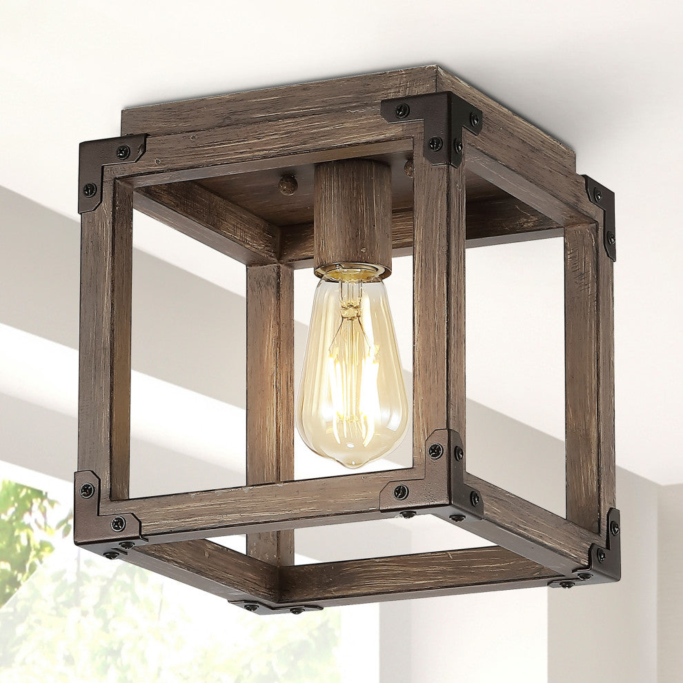 Magnolia Iron LED Flush Mount, Brown, 8"