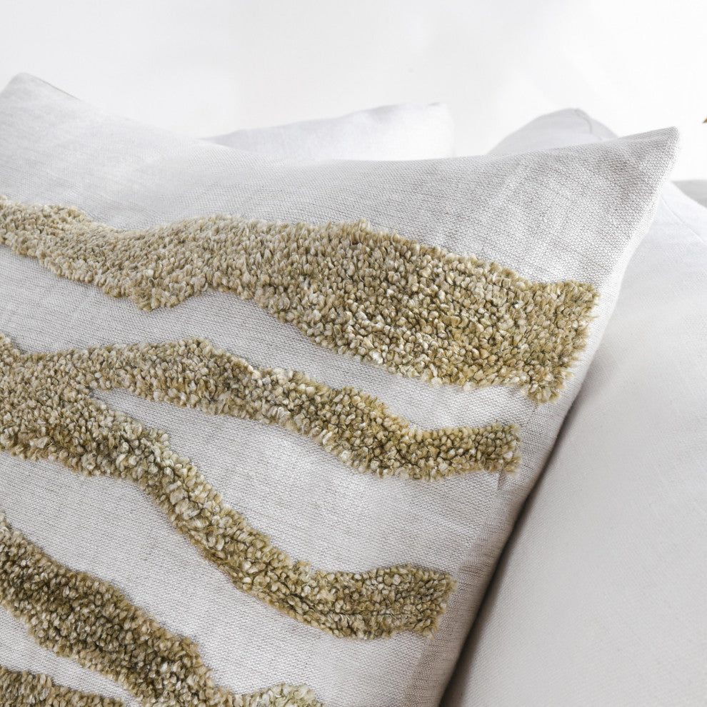 Passage 22" Belgian Linen Blend Throw Pillow by Kosas Home, Wheat Green