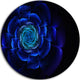 Fractal Silver Blue In Dark, Floral Abstract Round Metal Wall Art, 23"