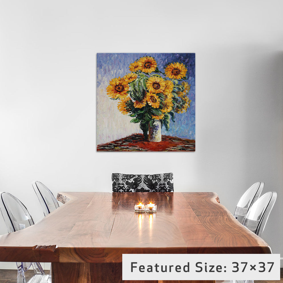 "Sunflowers" by Claude Monet, 37x37x1.5"