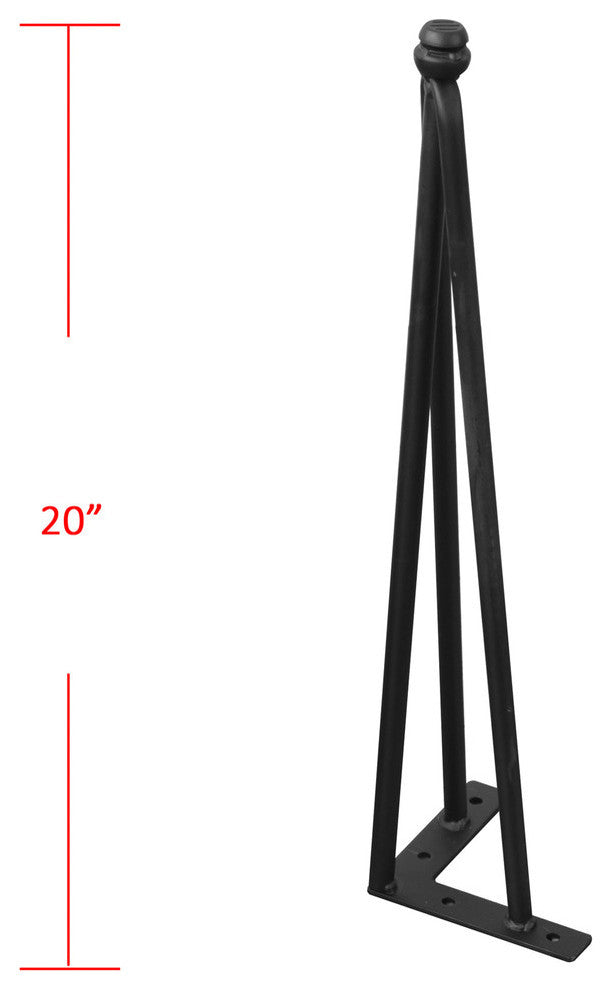 Serenta Hairpin Metal Table Legs, 4-Piece Set, Black, 20"
