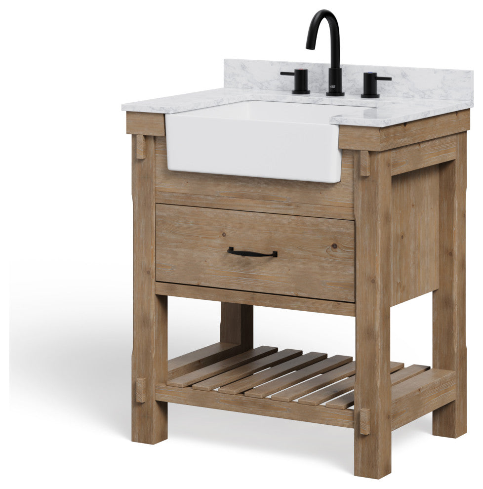 Bosque Bath Vanity, Weathered Fir, 30", Single Sink, Farmhouse, Freestanding