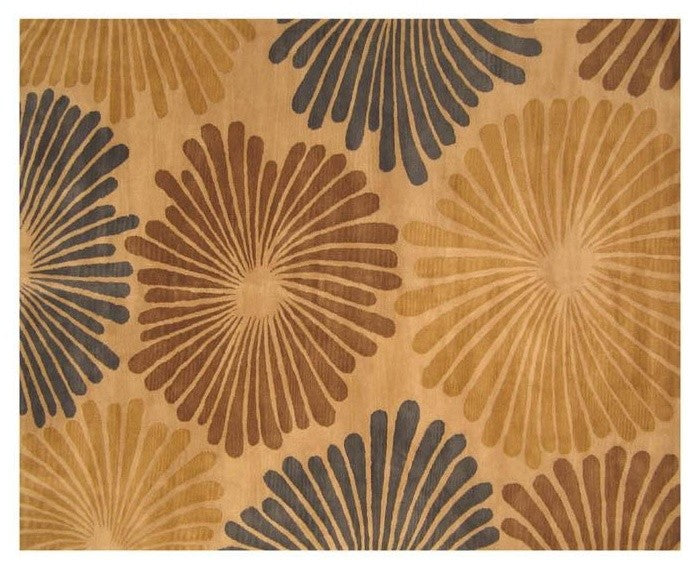 EORC Hand-tufted Wool Blue Transitional Timber Rug, Rectangular 8'9"x11'9"