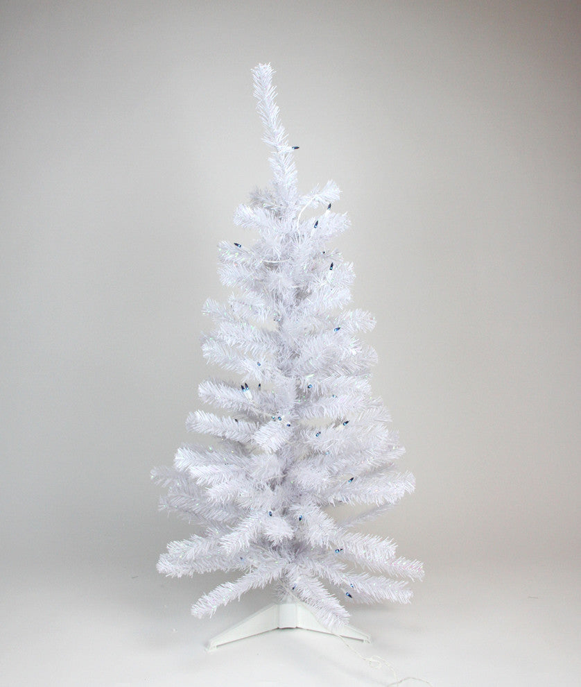 Iridescent Pine Tree 110 Tips 70 Blue Lights, White, 4'x24"