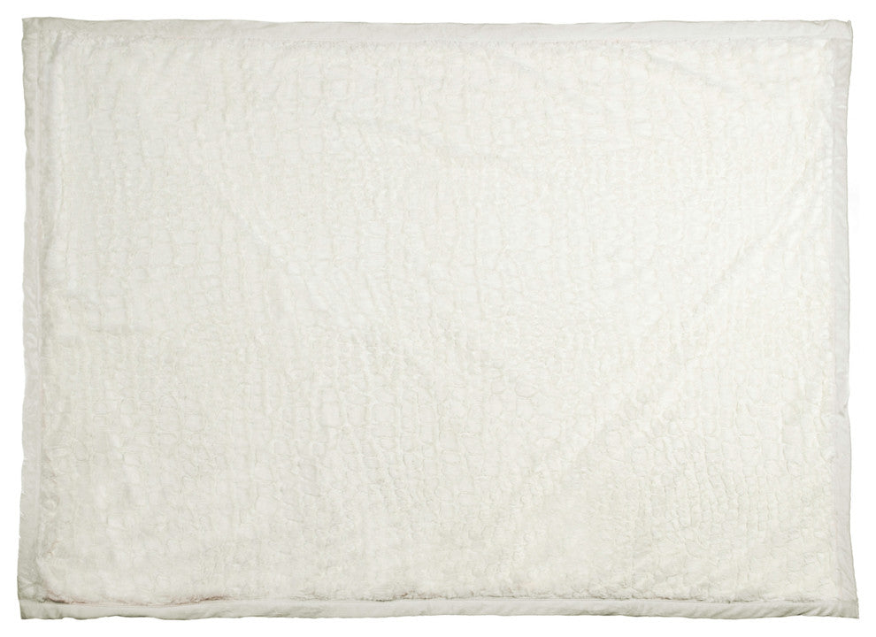 50"x70" Faux Fur Throw, Ivory Mink