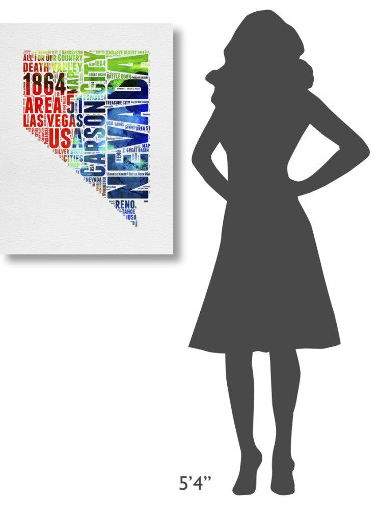"Nevada Watercolor Word Cloud" Fine Art Print