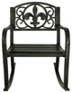 Sunnydaze Outdoor Patio Rocking Chair, Cast Iron With Fleur-de-Lis Design