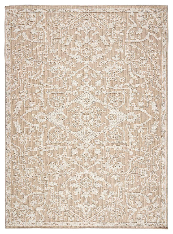 Resort Heriz Area Rug, Beige, 5'3"x7'3"