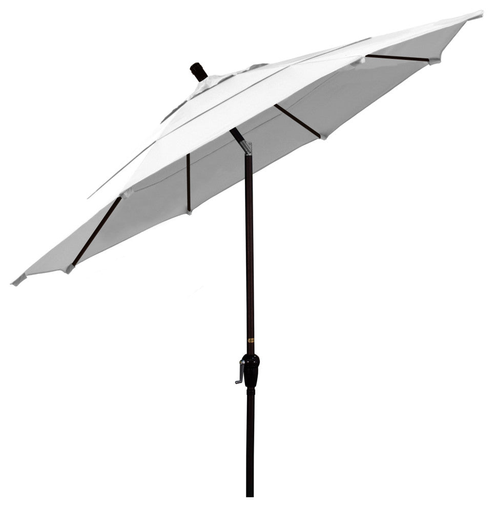 11' Bronze Auto-Tilt Crank Lift Aluminum Umbrella, Sunbrella, Natural
