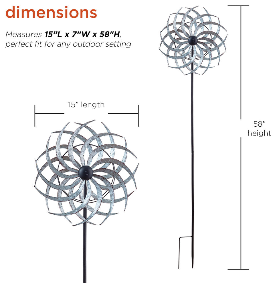 Galvanized Dual Wind Spinner Garden Stake