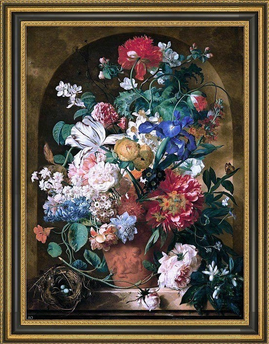 Jan Van Huysum StillLife of Flowers Framed Premium Canvas Print, 18"x24"