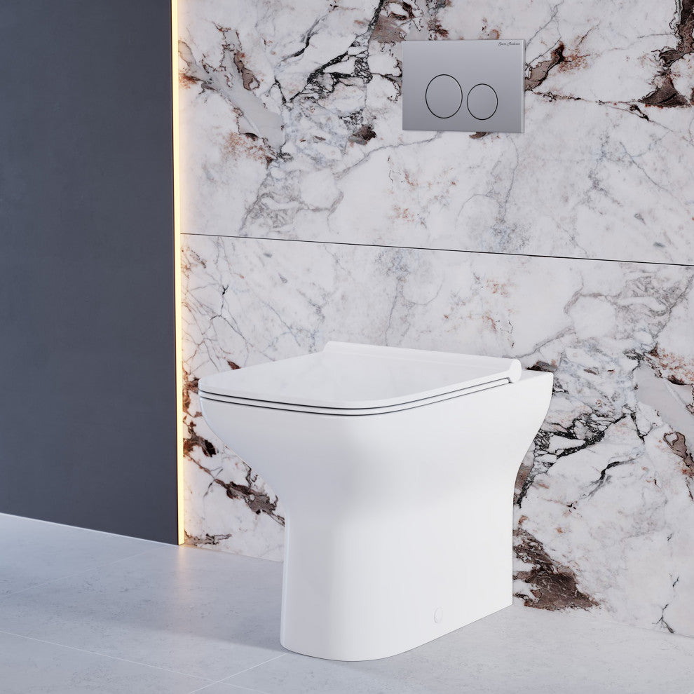 Carre Back to Wall Toilet Bowl Bundle, Glossy White