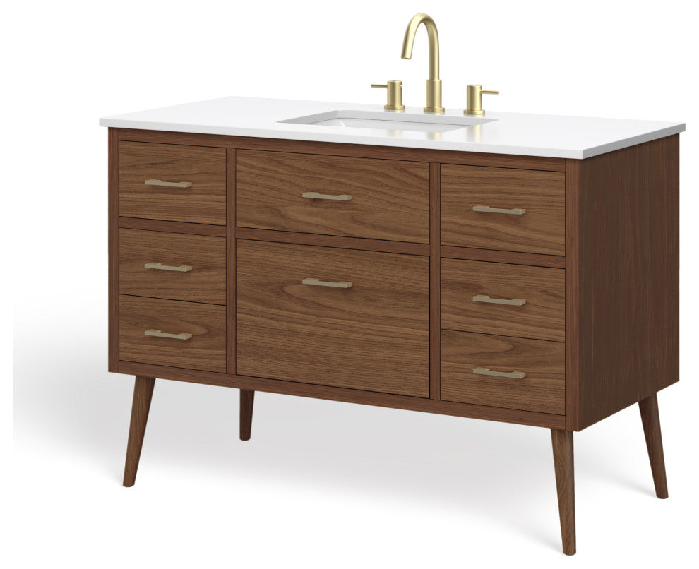 The Richmond Bathroom Vanity, Walnut, 48", Single Sink, Freestanding