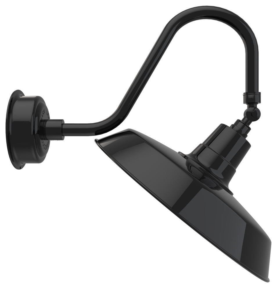 Cocoweb 18" Oldage Gooseneck Barn Light With Rustic Arm, Black With Adjustable