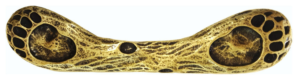 Dual Bear Track Cabinet Pull, Antique Brass