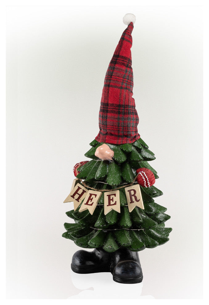 Christmas Tree "Cheer" Gnome Decoration with Color Changing LED Lights
