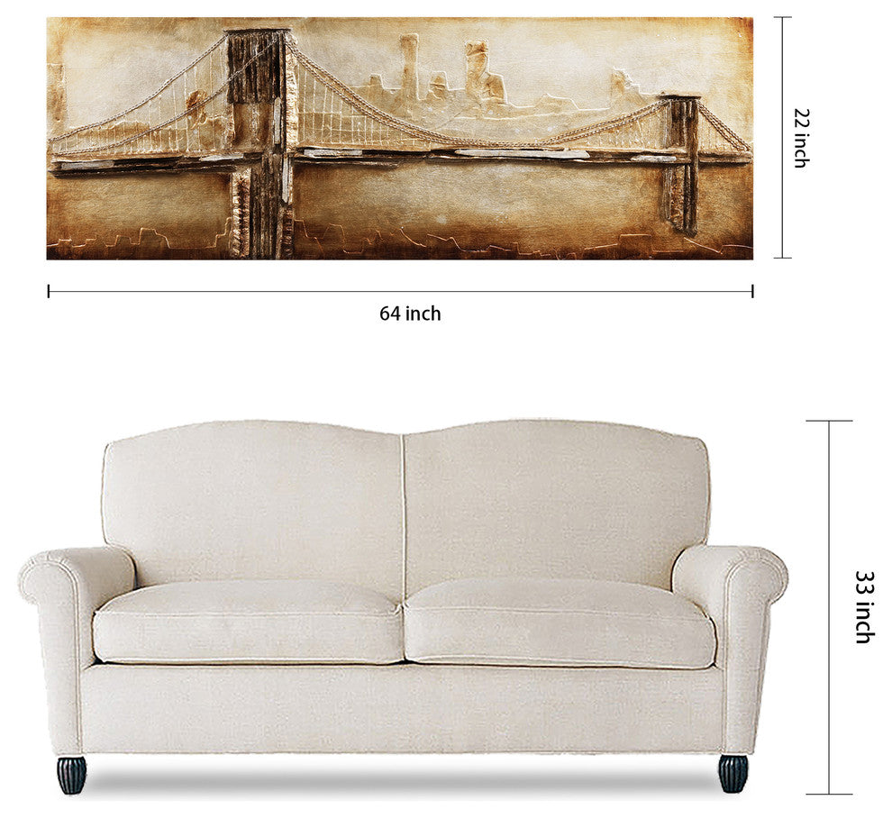 "Golden Gate Bridge" Handed Painted Iron Wall sculpture on Wooden Wall Art