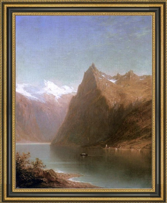 John W Casilear Mountain Lake SceneFramed Premium Canvas Print, 16"x20"