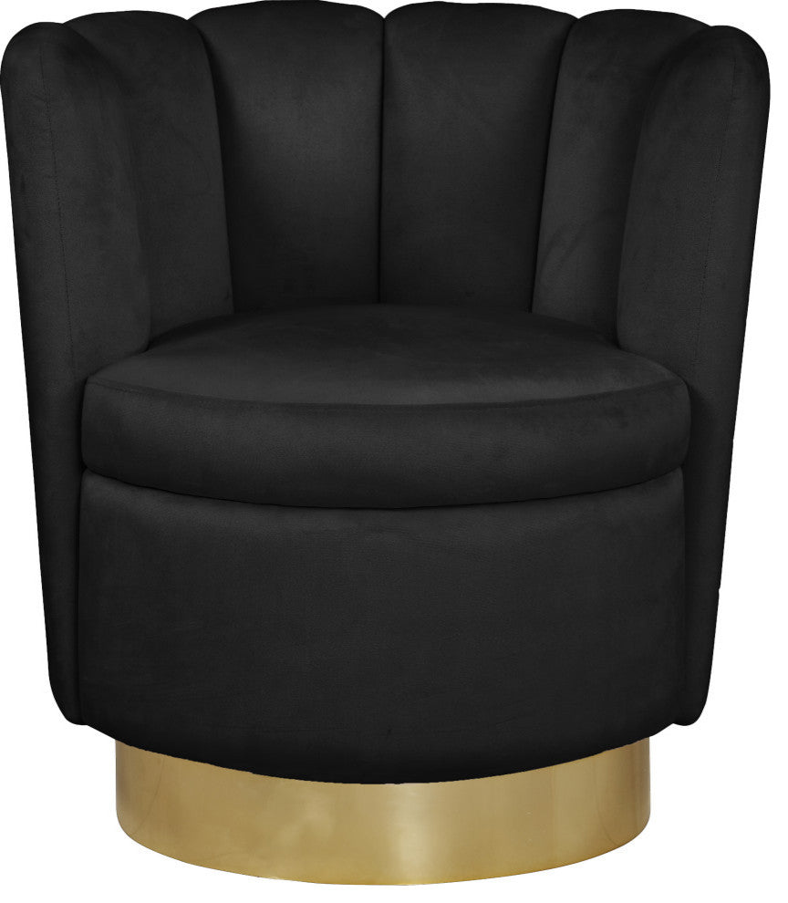 Lily Velvet Upholstered Accent Chair, Black