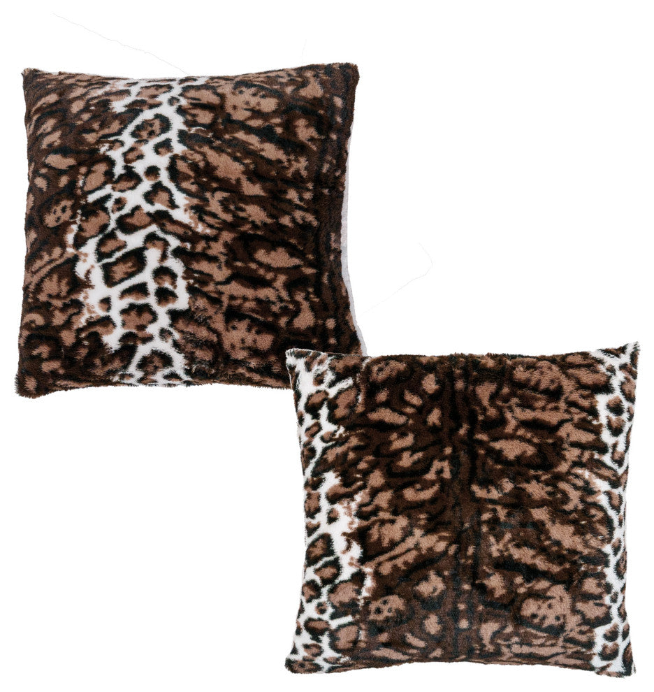 ML Leopard Faux Fur Pillow Covers Set of 2