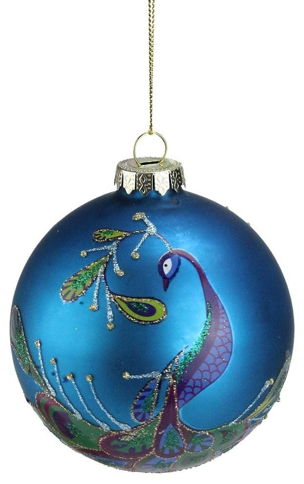 Regal Peacock Purple and Blue Glass Ball Christmas Ornaments, 4"