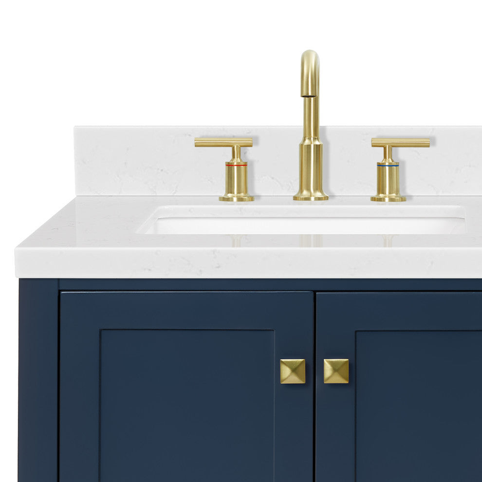 Ariel Cambridge 42" Left  Single Rectangle Sink Vanity, Carrara Quartz