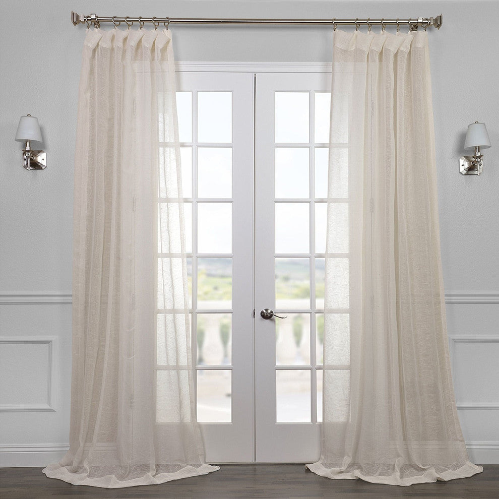Betsy Rod Pocket Linen Drape, Off-White, 50"x96"