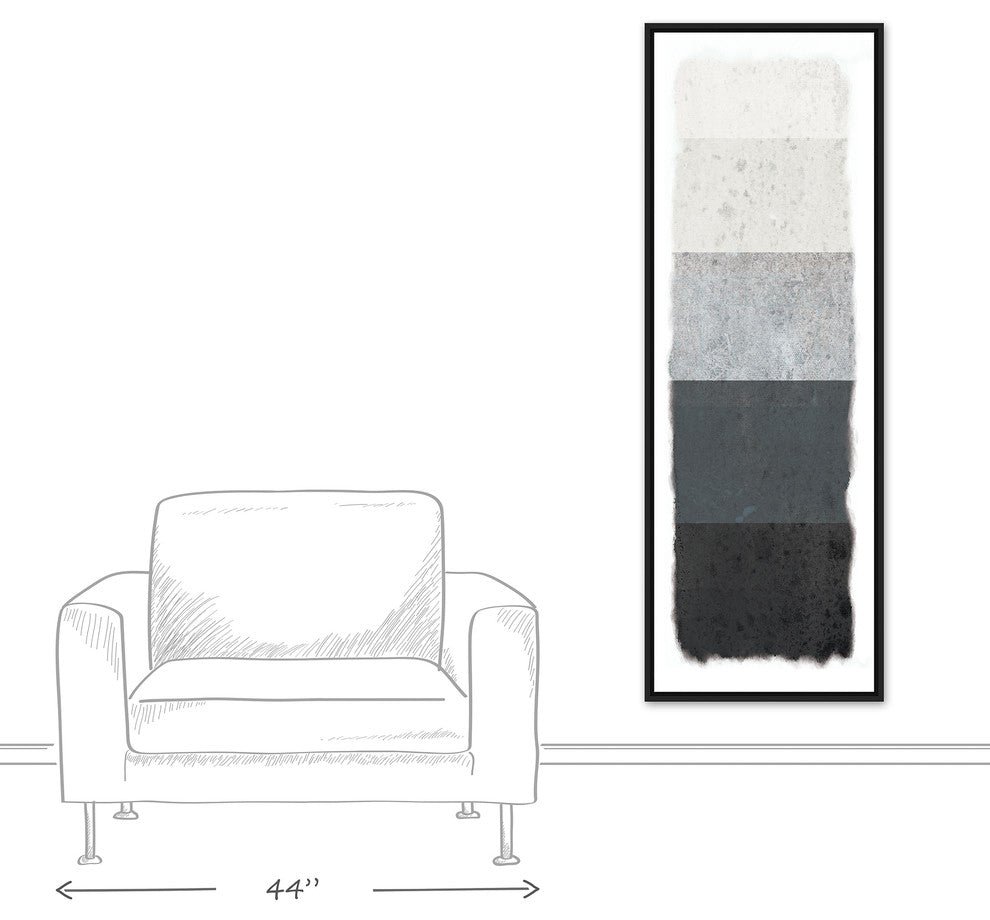Gray Lines 20x60 Black Floating Framed Canvas