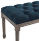 Navy Province French Vintage Upholstered Fabric Bench