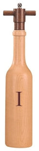Wine Bottle Maple Wood Pepper Grinder, Custom Personalized Initial,  "I"