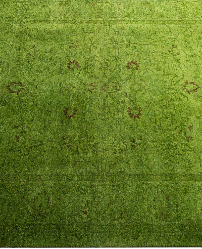 Overdyed One-of-a-Kind Hand-Knotted Area Rug Green, 3' 2" x 5' 2"