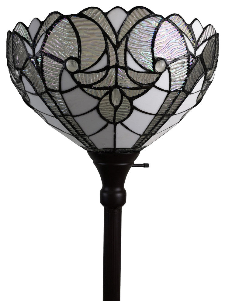 Amora Lighting AM266FL14B White Tiffany-style Torchiere Floor Lamp 72" Tall