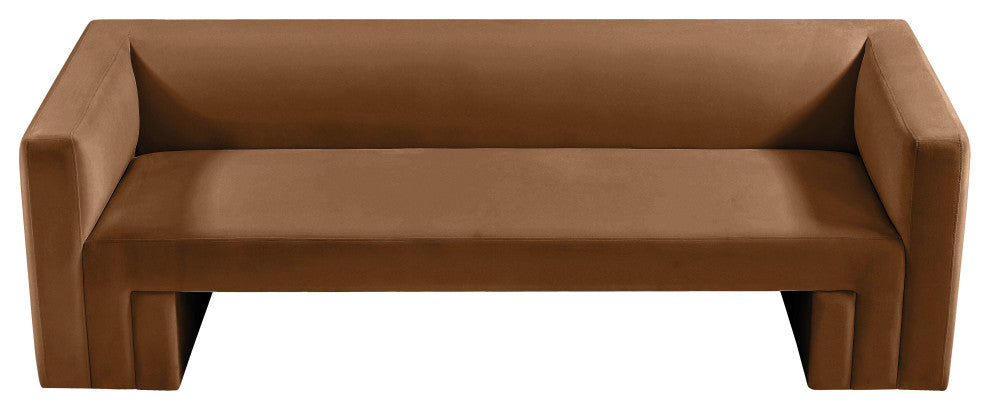 Henson Velvet Upholstered Sofa, Saddle