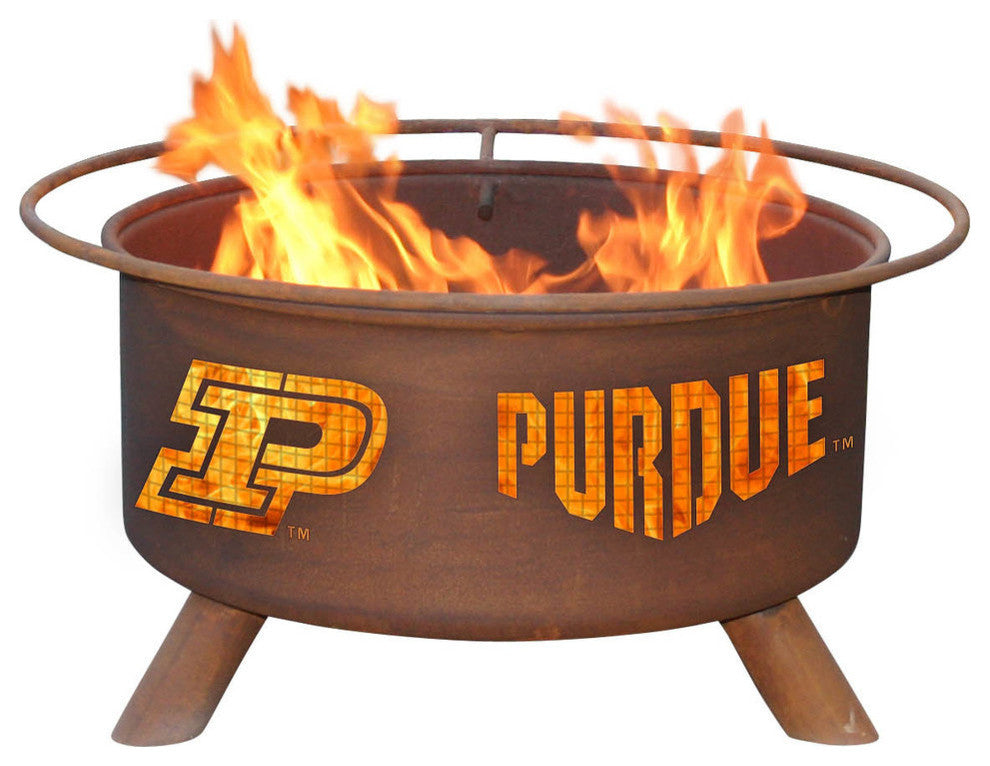 Customizable NCAA Logo Fire Pit, Rust Patina, Purdue
